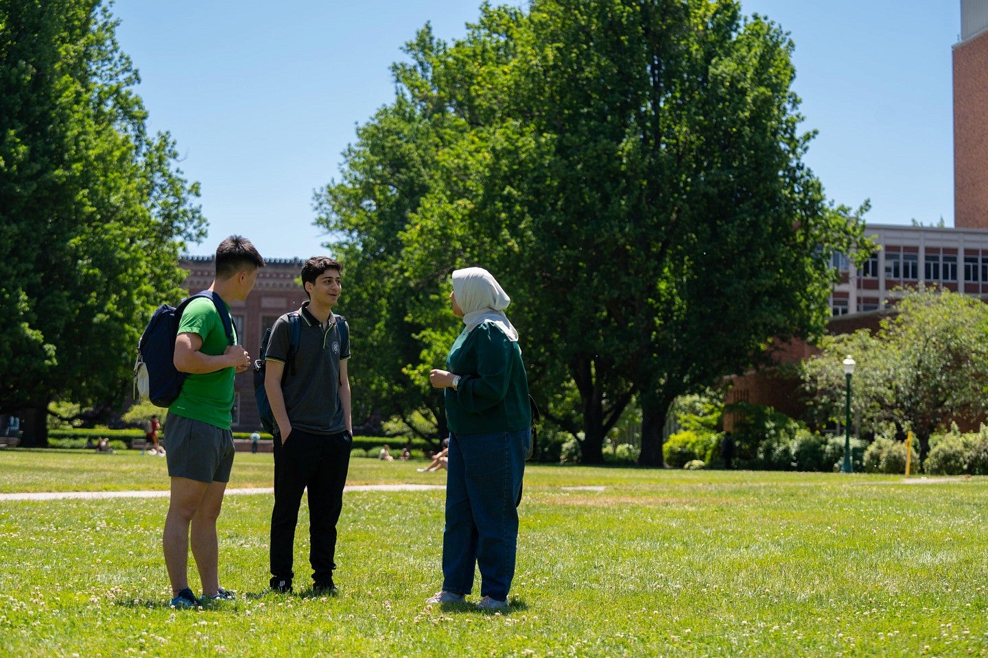 international student talk on campus