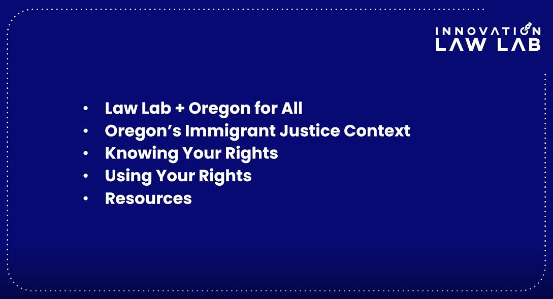 Screenshot of Know Your Rights video webinar