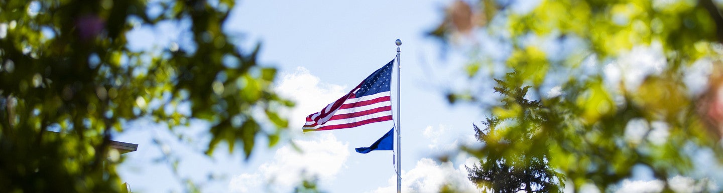US flag on campus