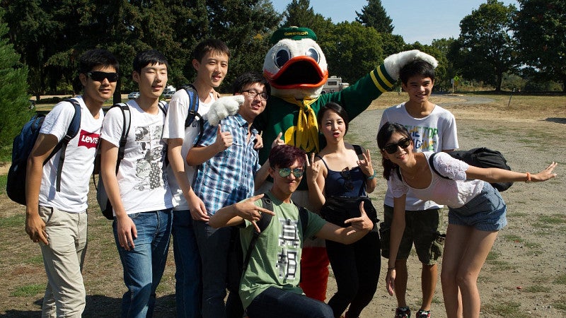 Students with the Duck