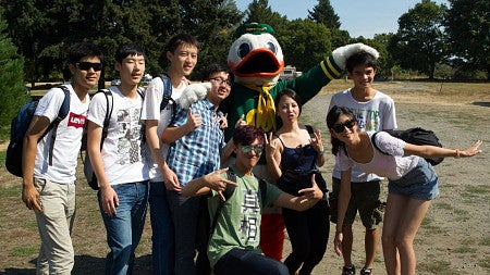 Students with the Duck