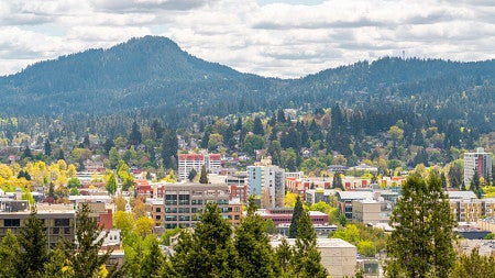 aerial view of Eugene, Oregon