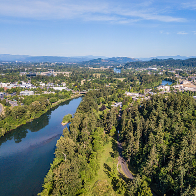 Aerial of Eugene city